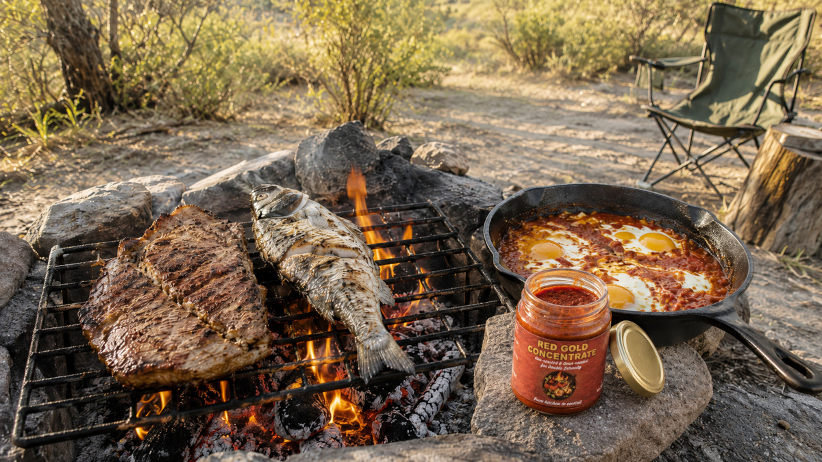 Red Gold camping dishes